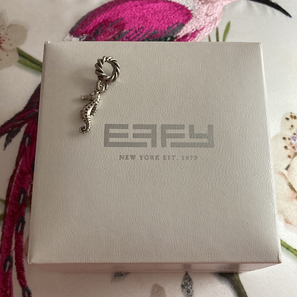 NWOT - EFFY Dark Silvertone Seahorse Hanging Slider Charm